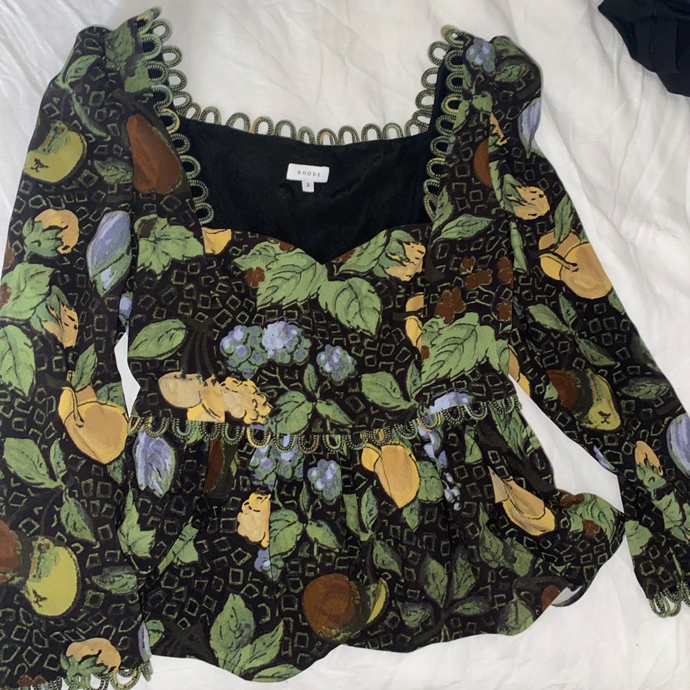 Rhode Babydoll top in floral/fruit pattern